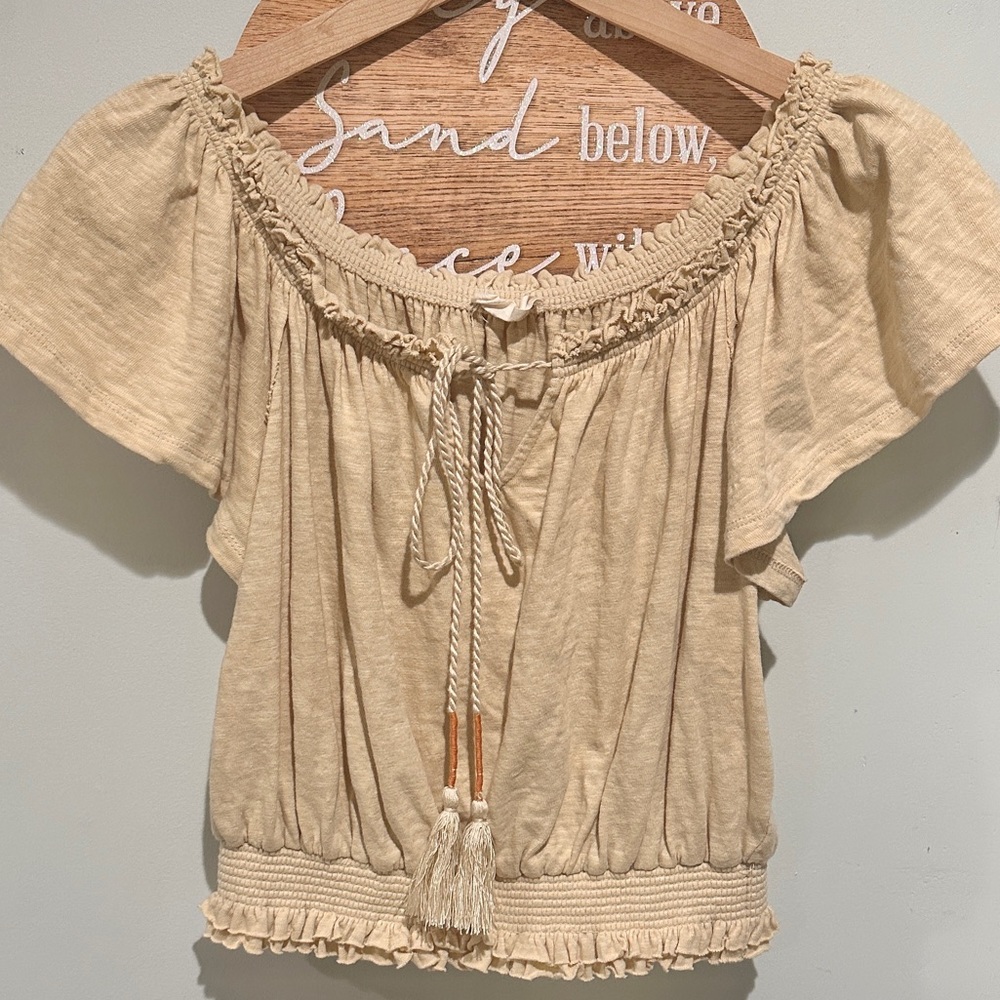 Alter stated Beige Ruffled Hem Top